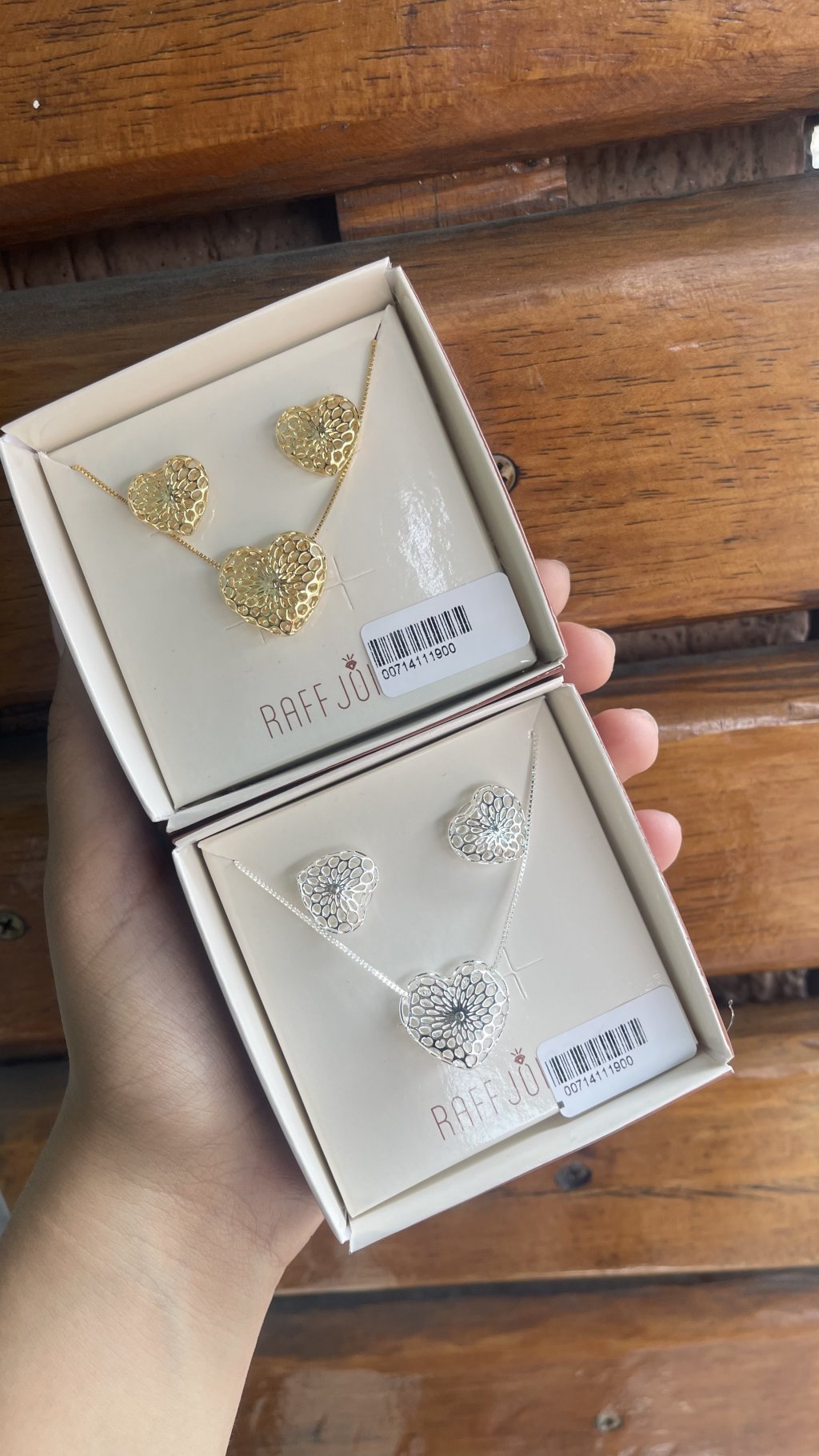 Conjunto coração prata/ouro