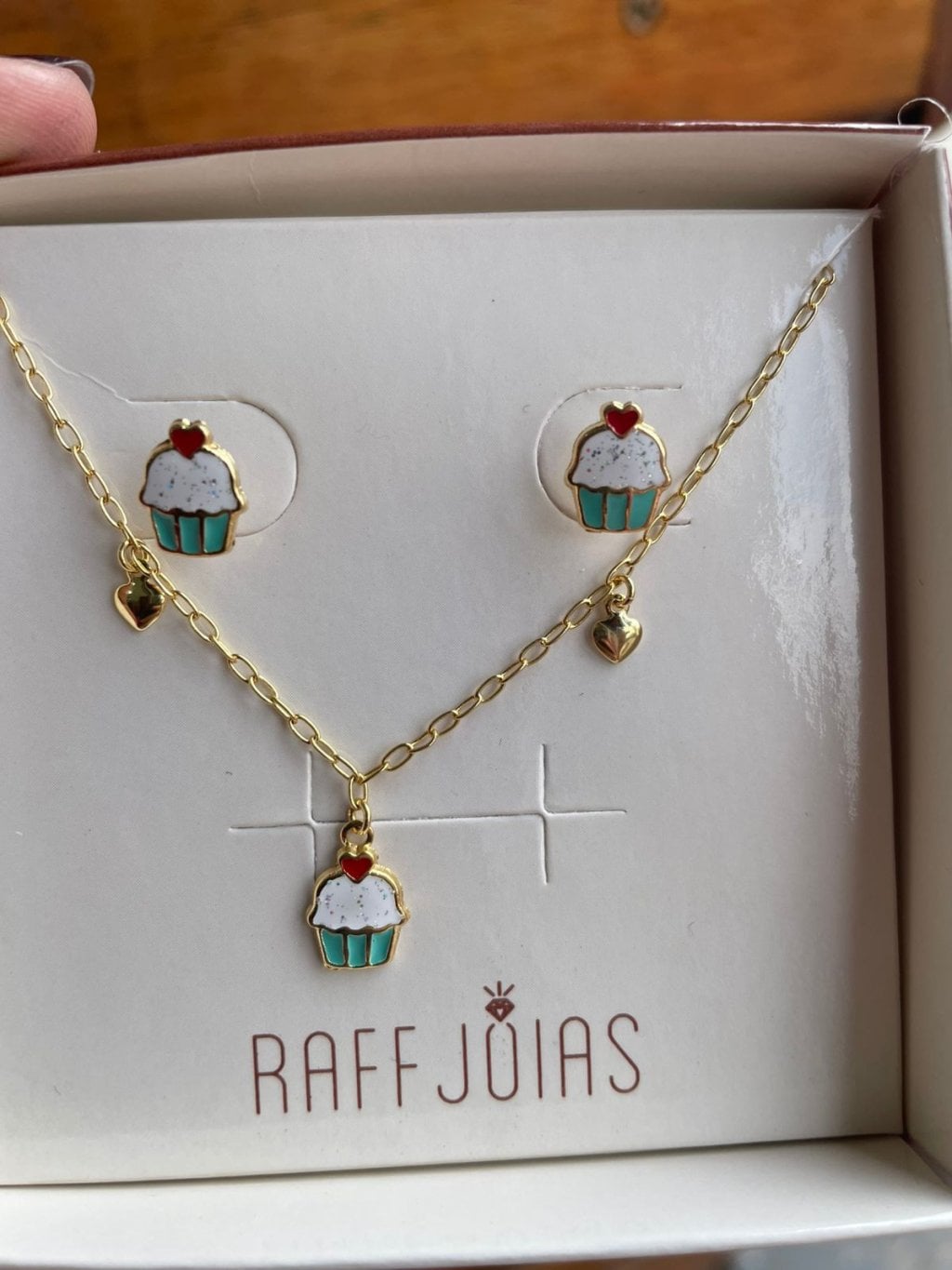 Conjunto ouro infantil cup cake 