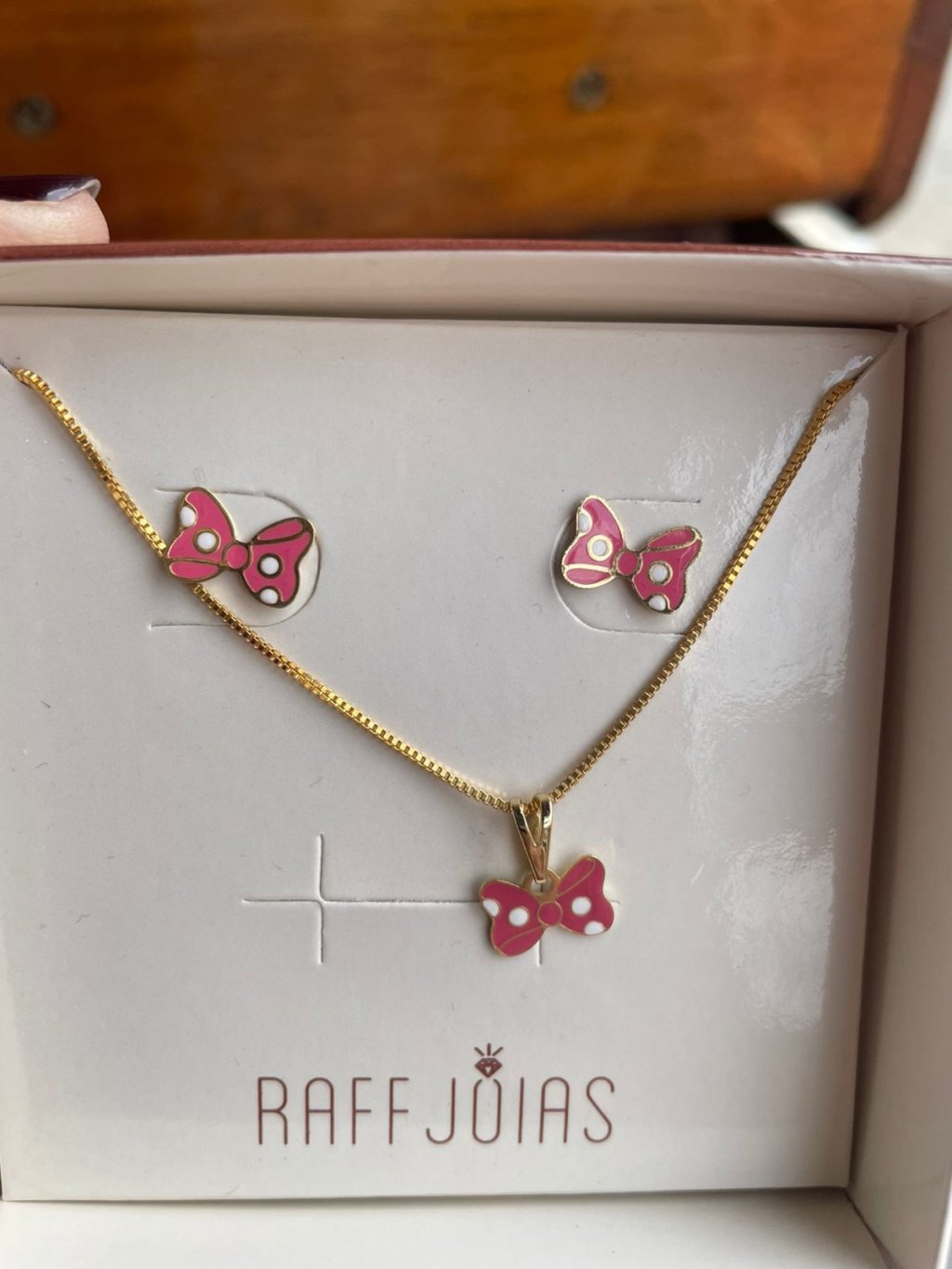 conjunto ouro infantil laço