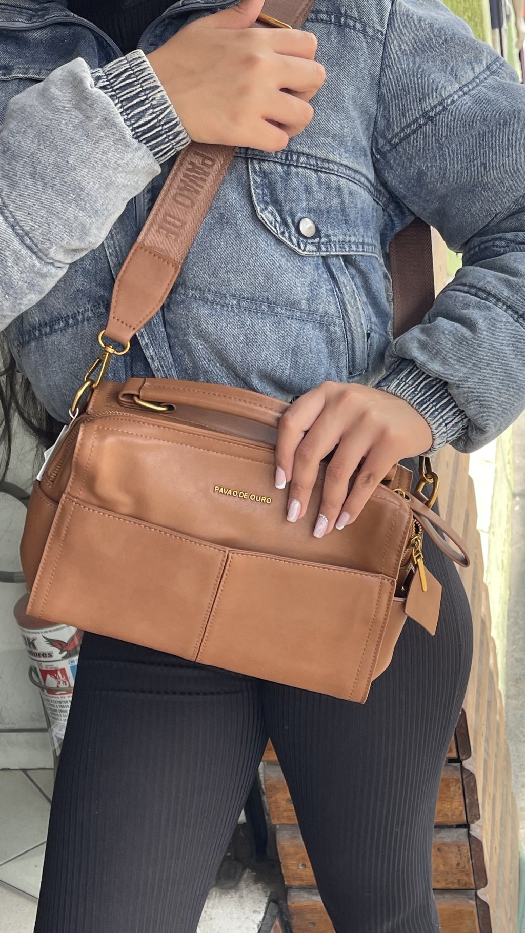 Bolsa couro marrom 