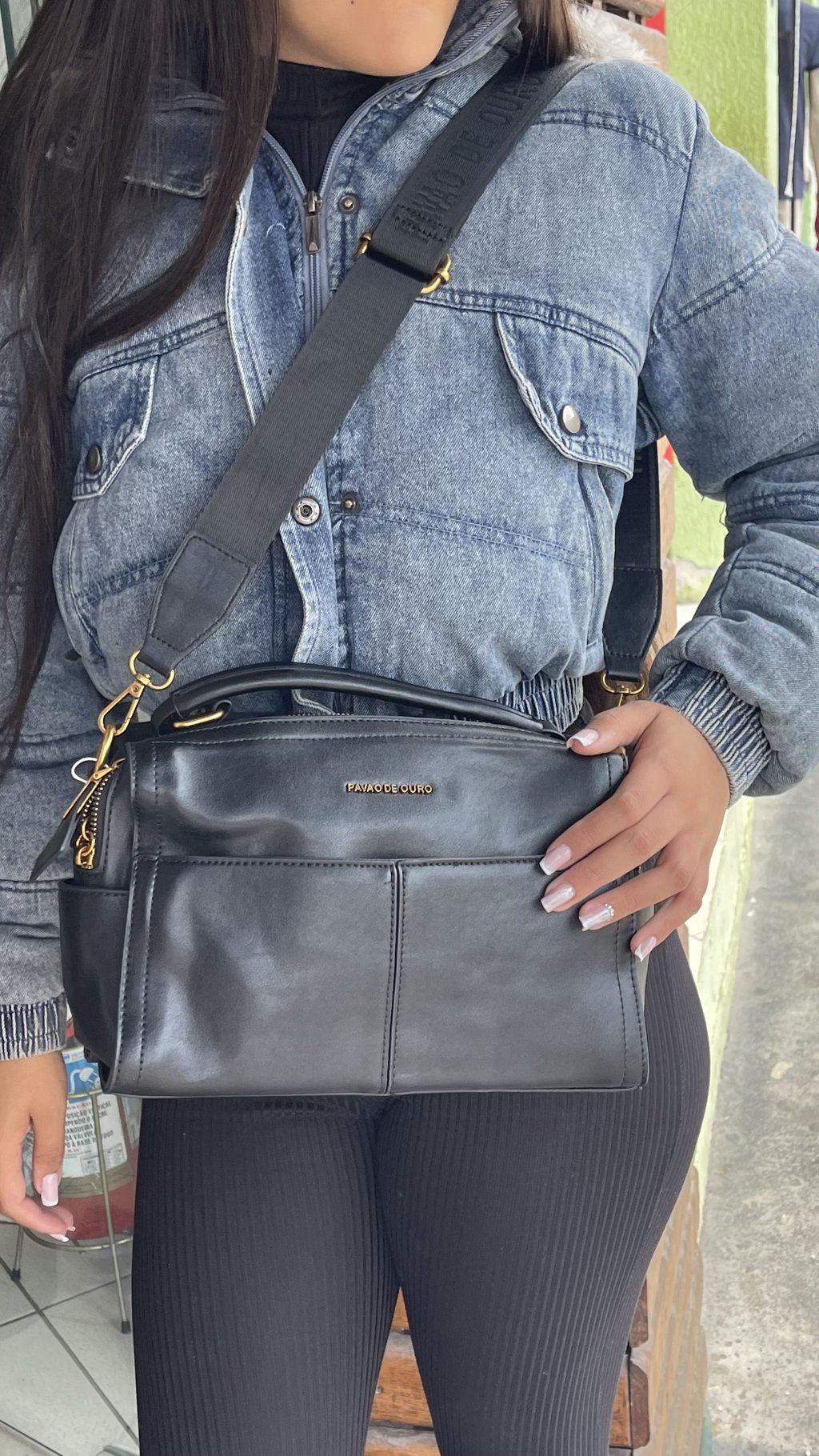 Bolsa couro preta 