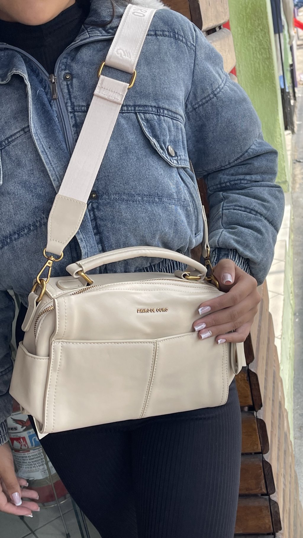 Bolsa couro off white 