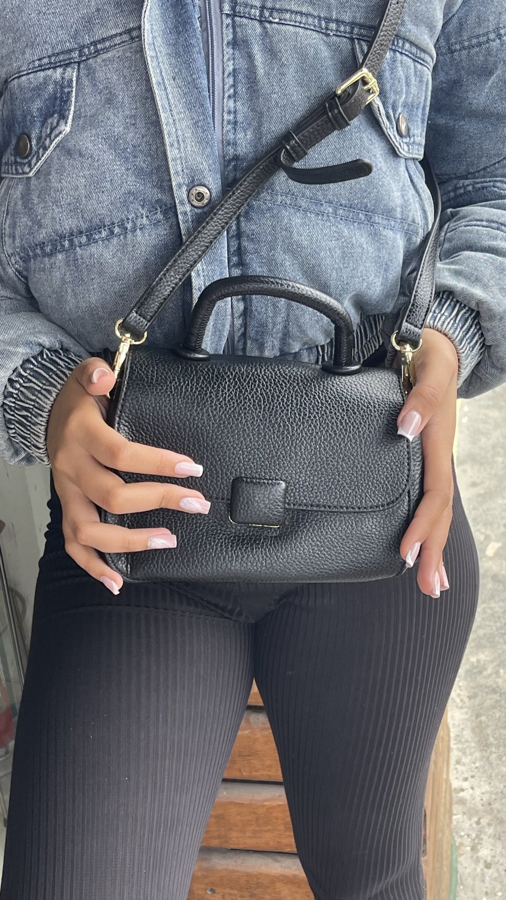Bolsa couro preta 