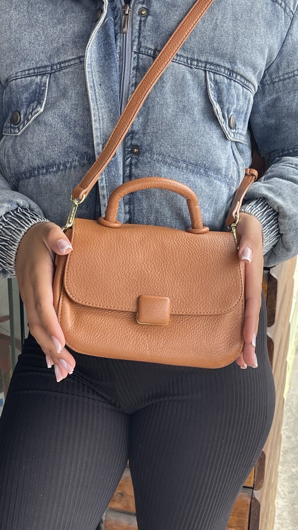 Bolsa couro marrom 