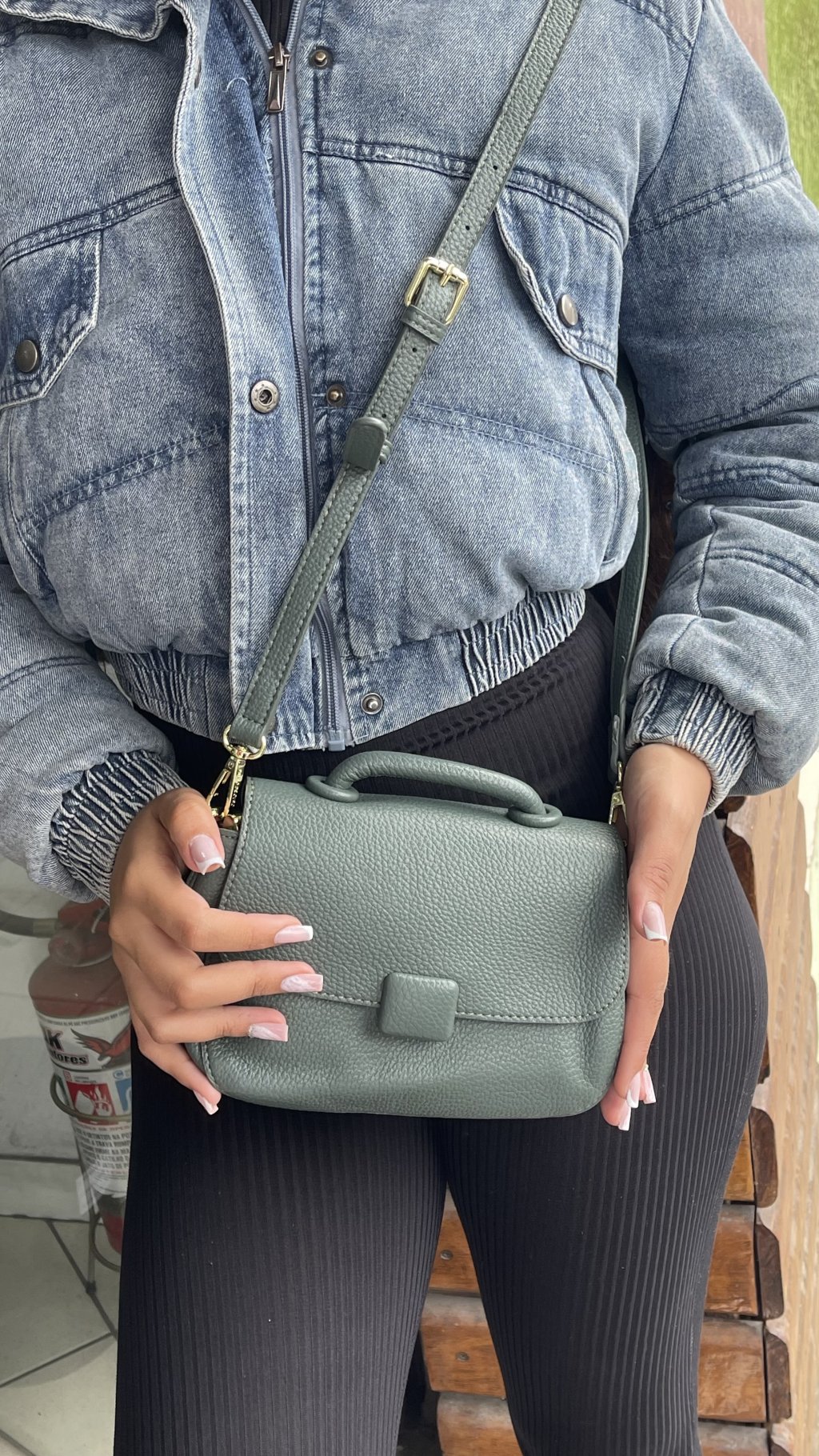 Bolsa couro verde musgo 