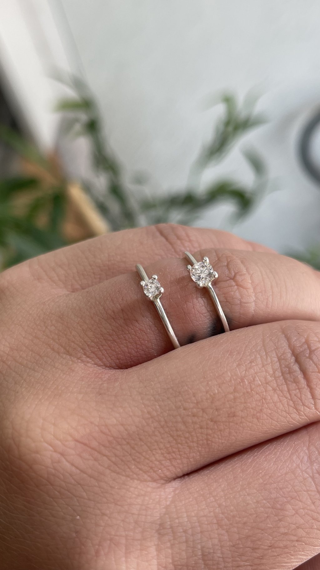 Solitário banhado a prata 