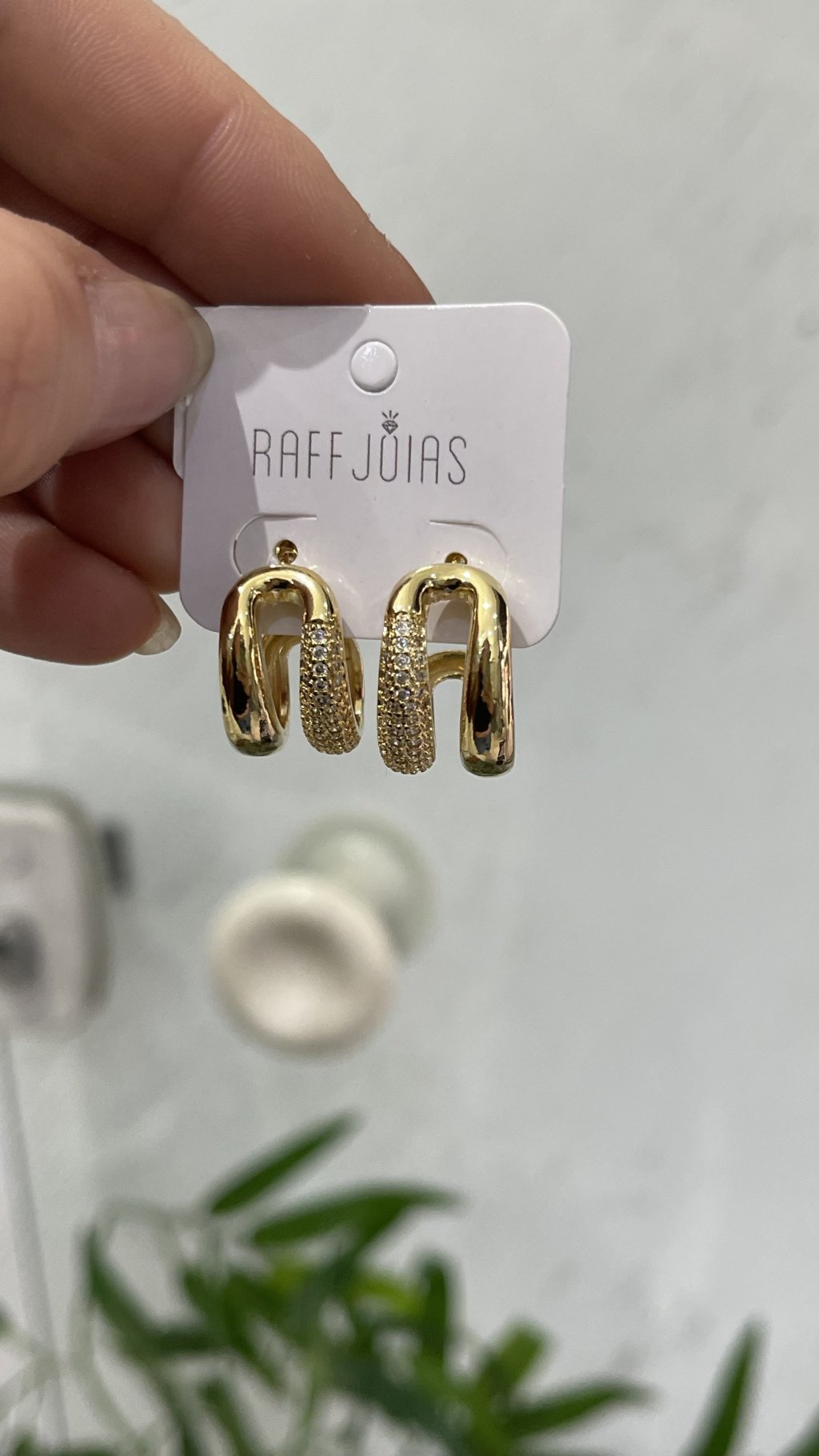 Brinco ouro argola dupla 