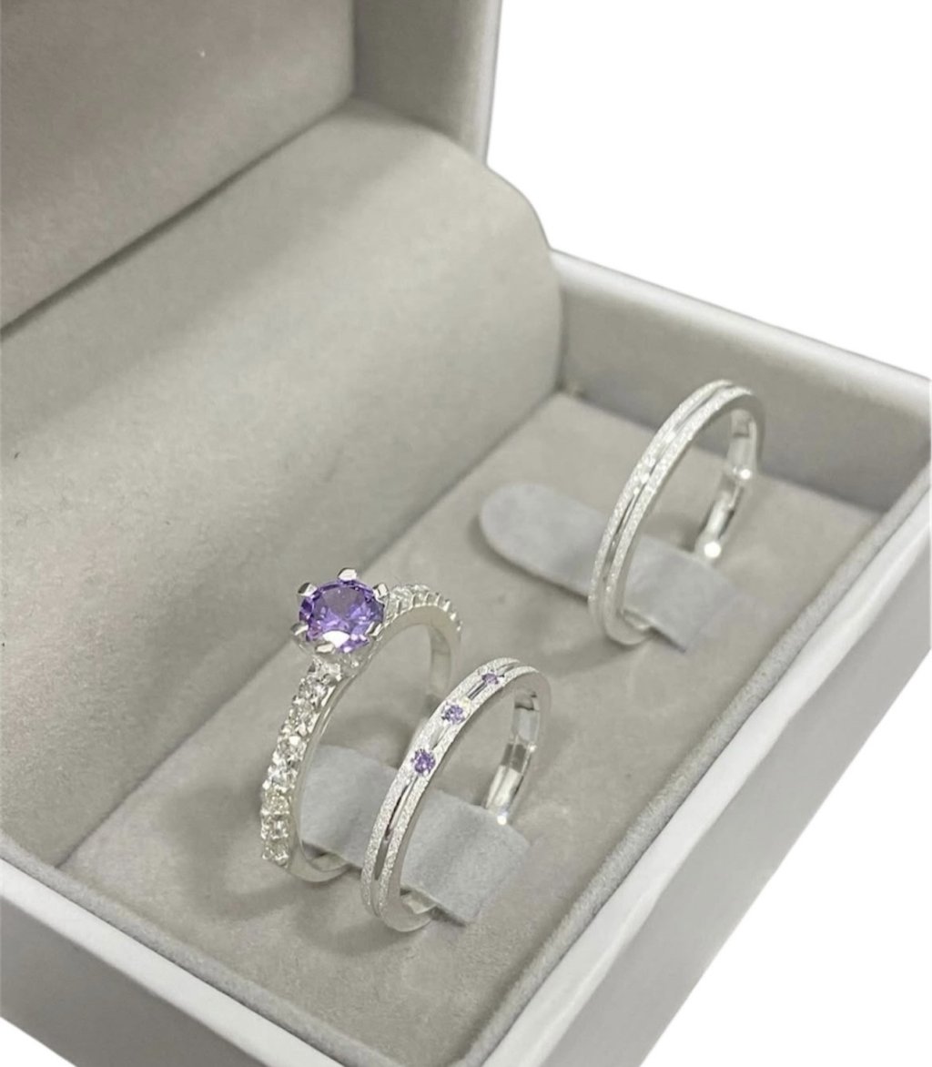 Par de aliança Prata 925 + Solitário Prata 926 