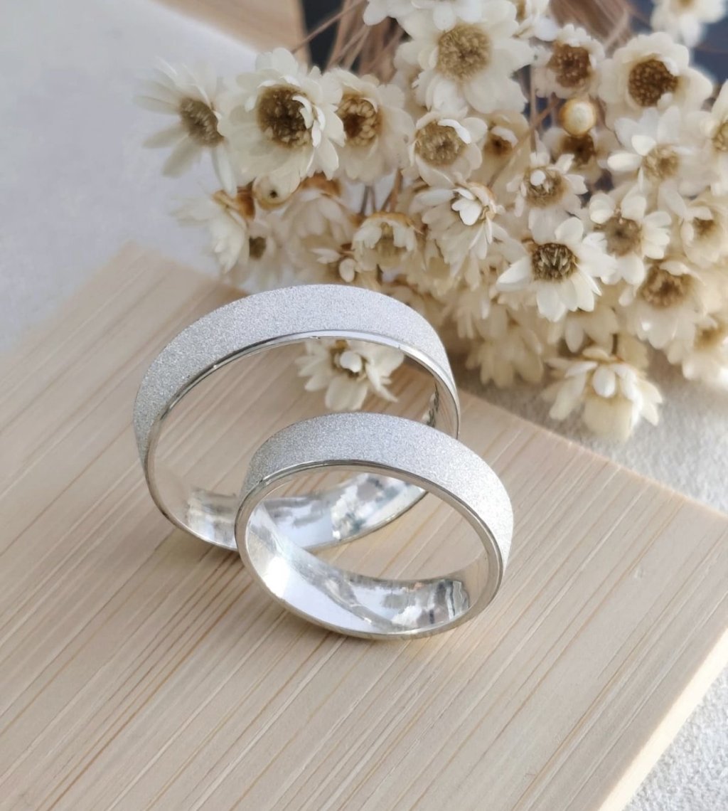 Par de aliança prata 925 