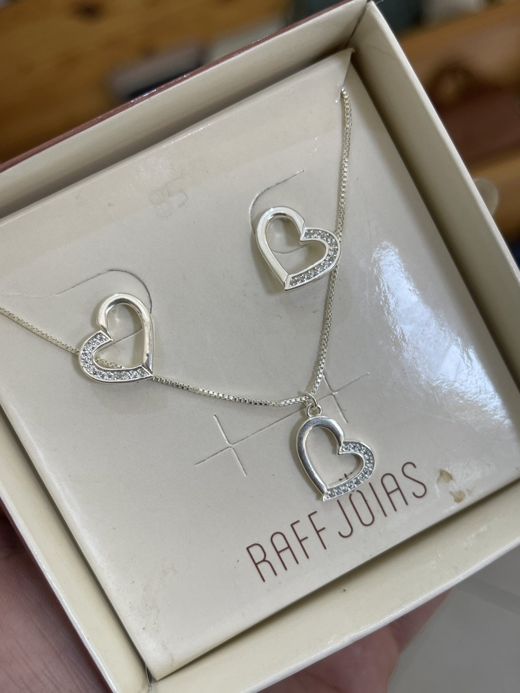 Conjunto coração prata 