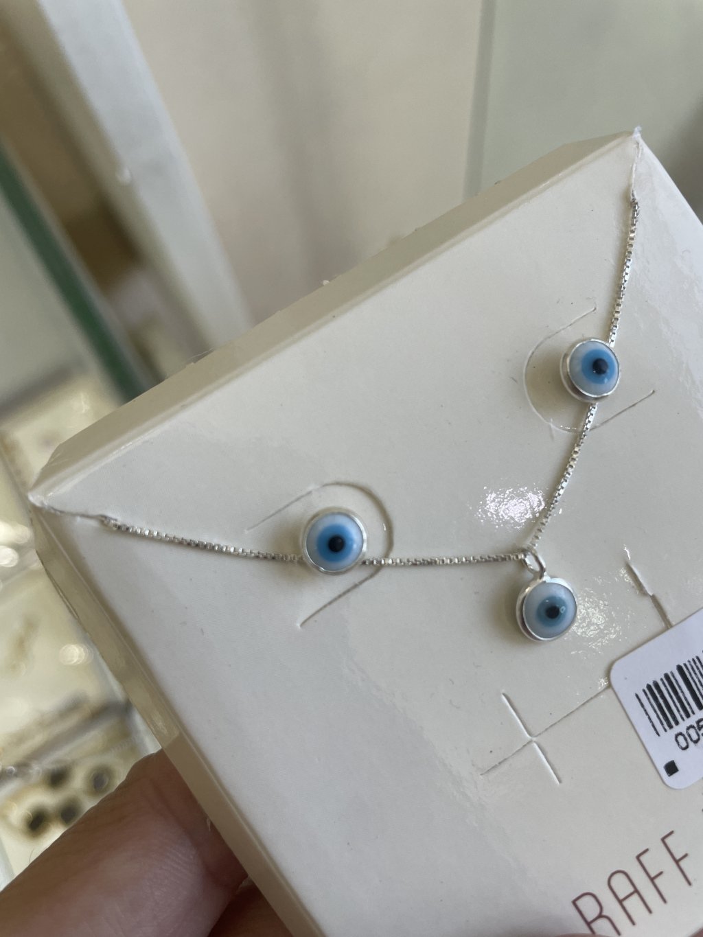 Conjunto prata 925 olho grego 