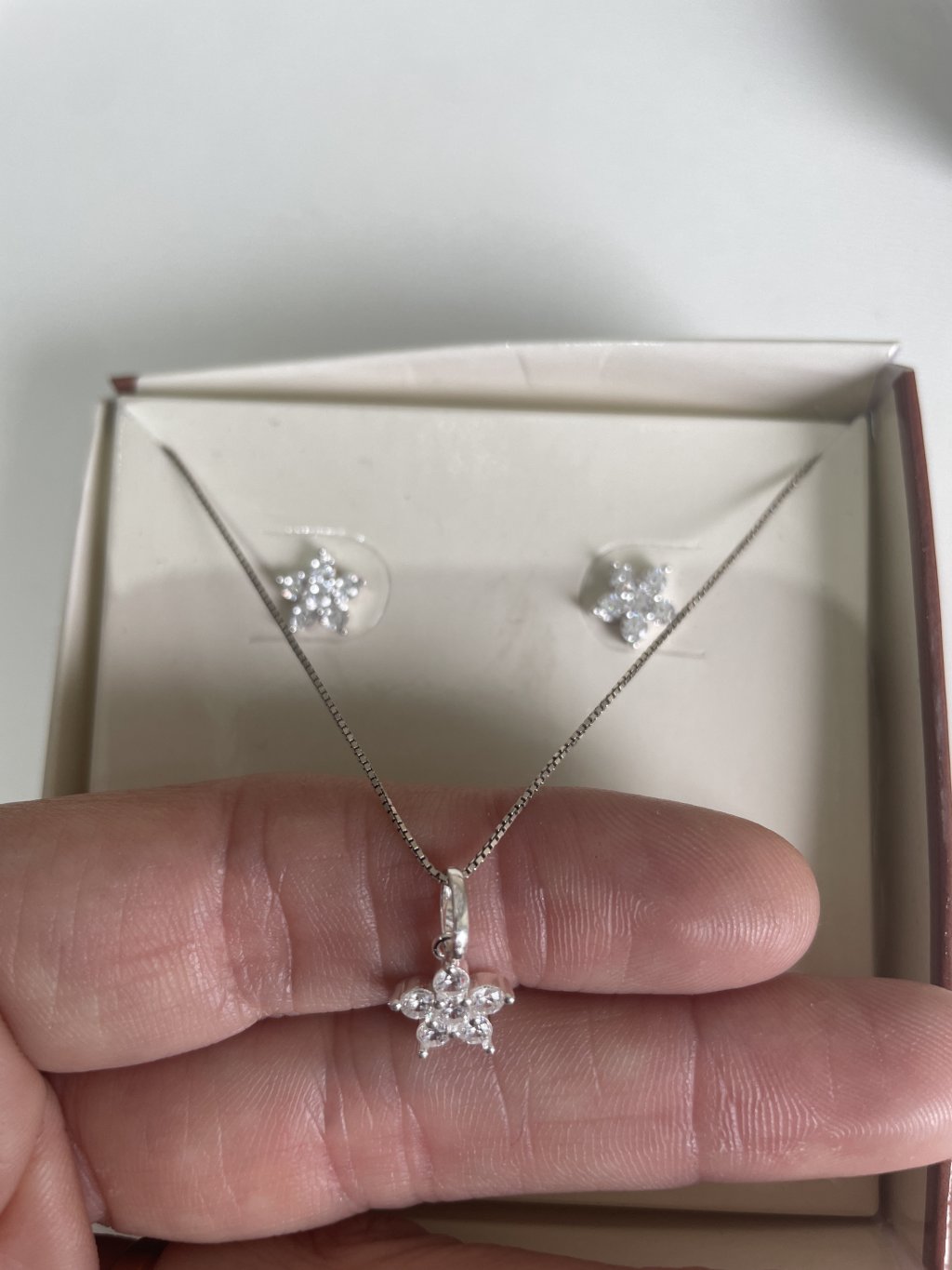 Conjunto estrela prata pura 925