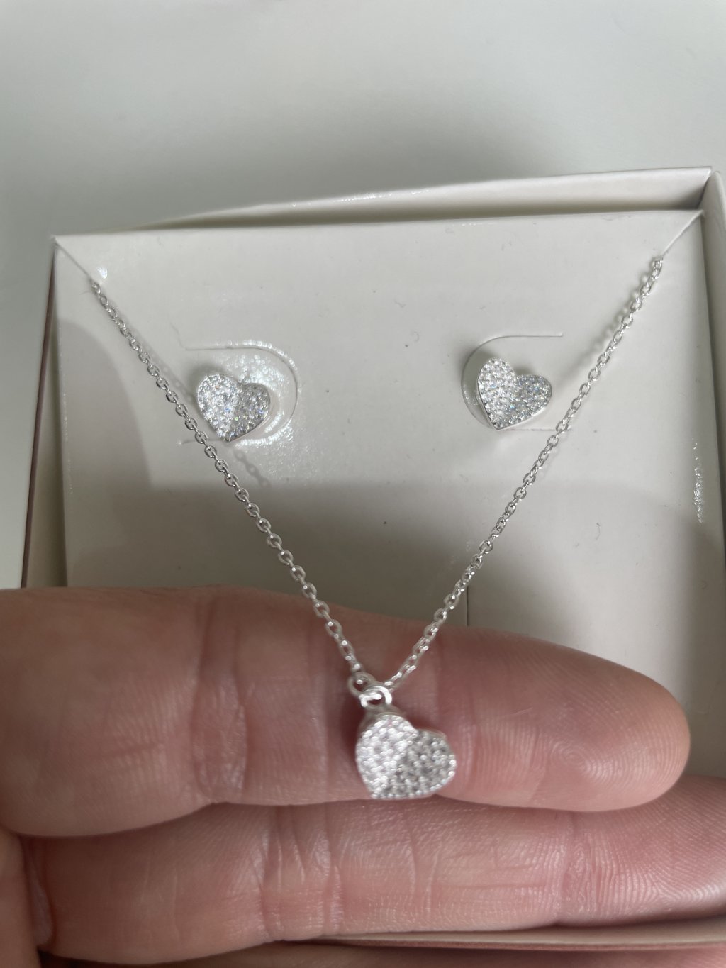 Conjunto coração prata 925