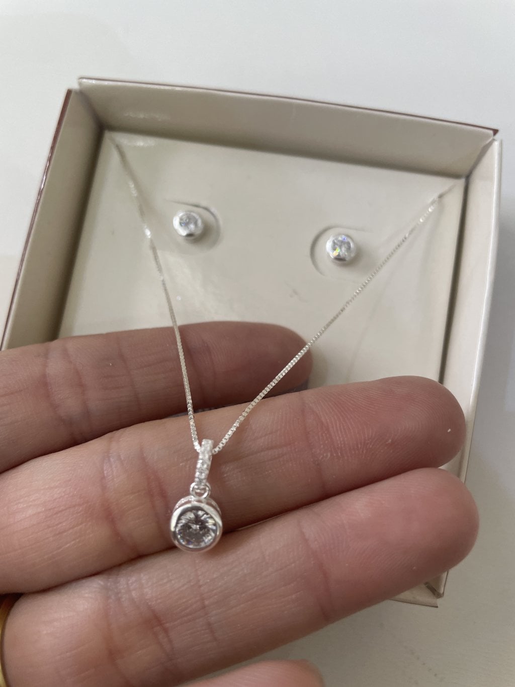 Conjunto prata 925 ponto de luz