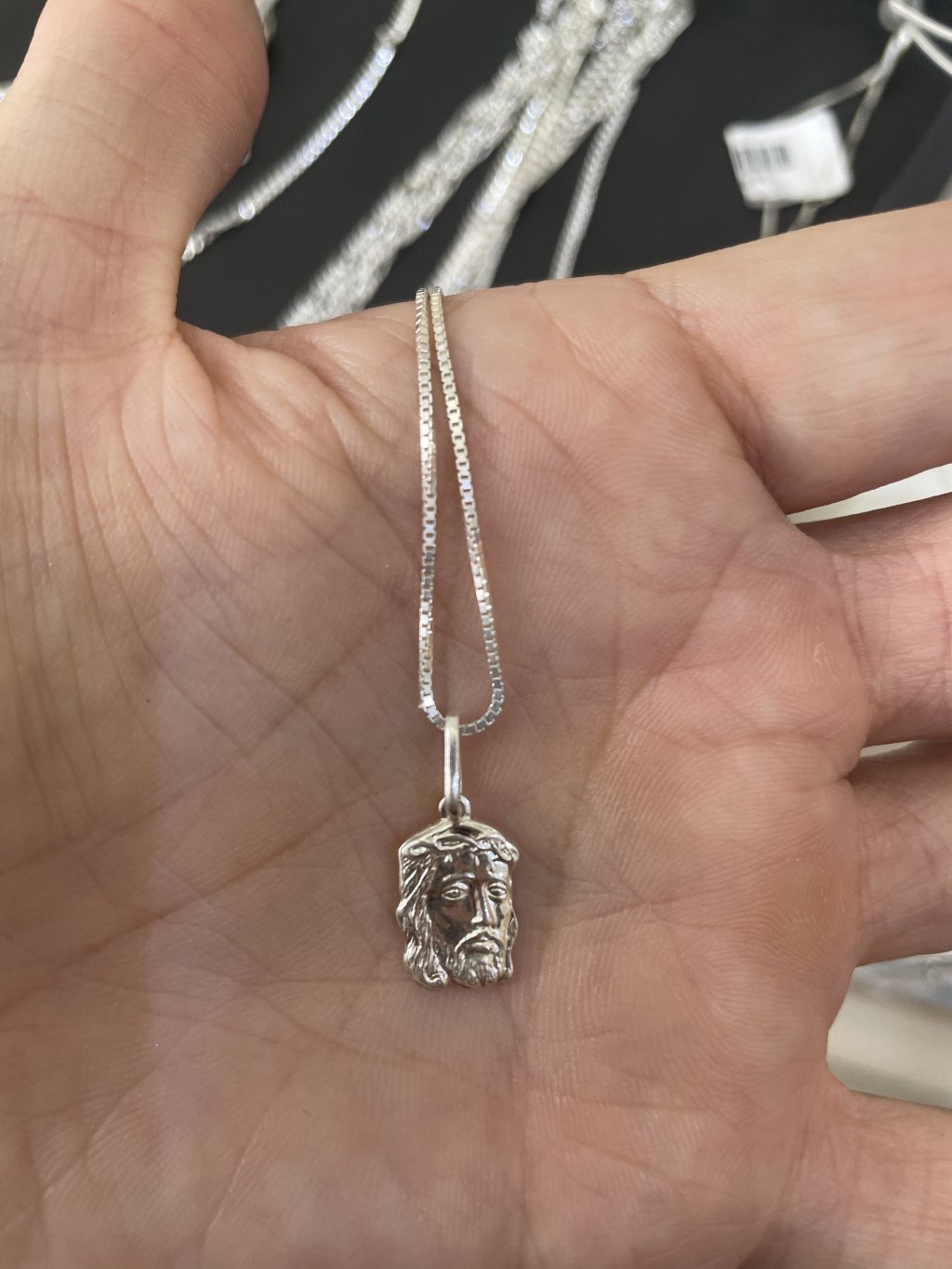 Corrente prata 925 com pingente rosto de cristo