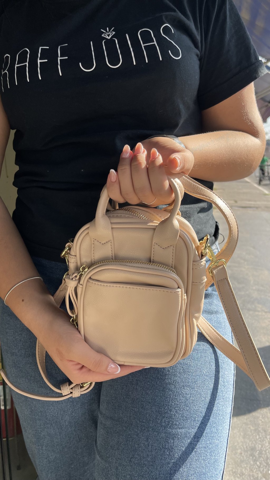 Bolsa couro bege claro