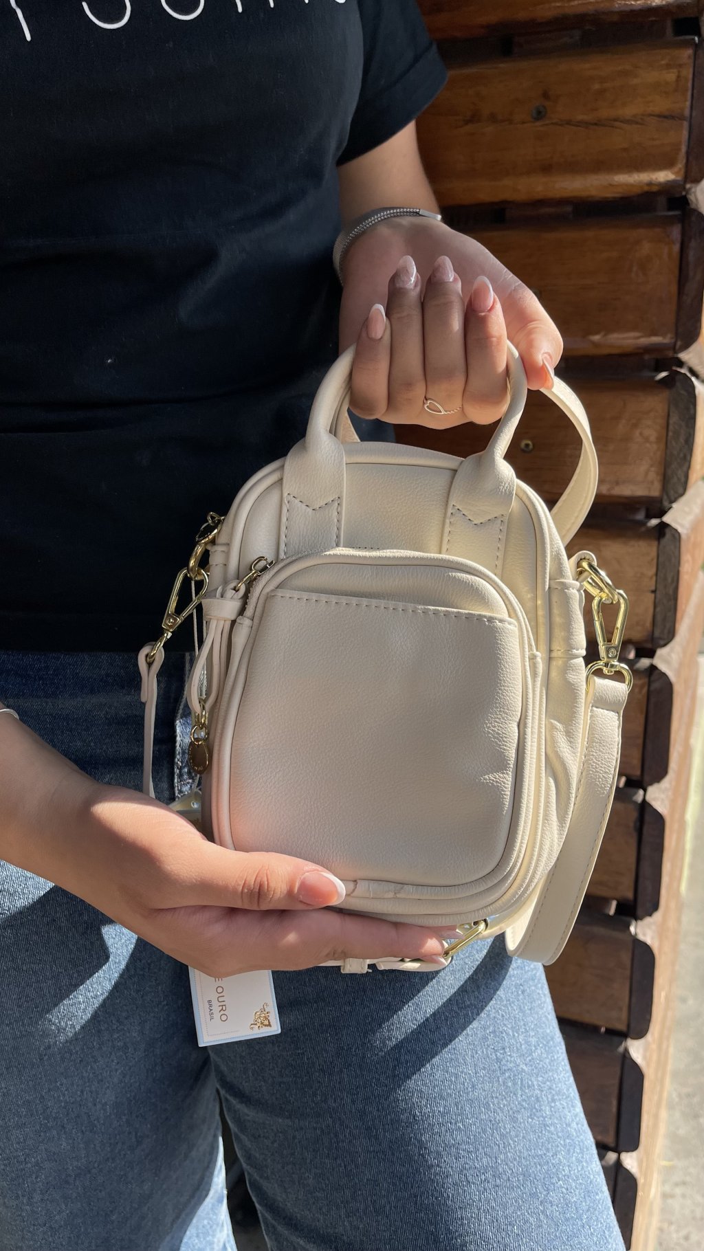 Bolsa couro Off-white