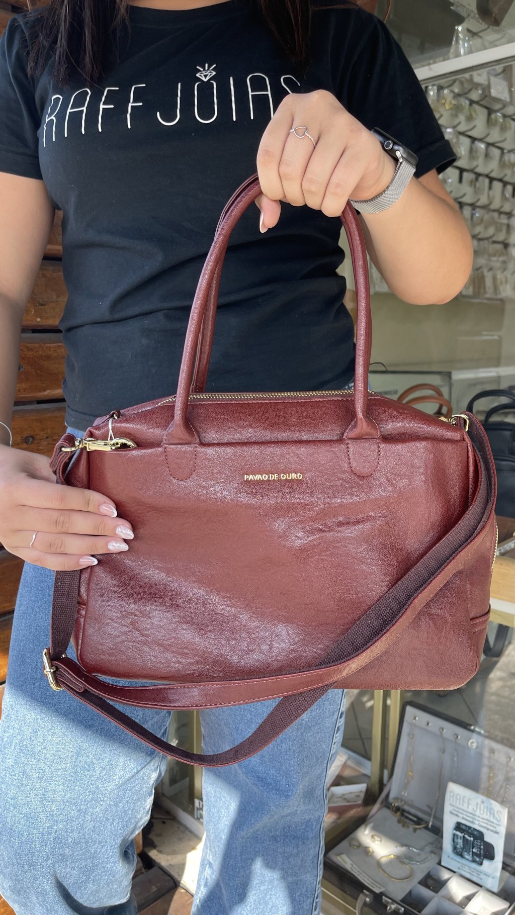 Bolsa de couro vinho