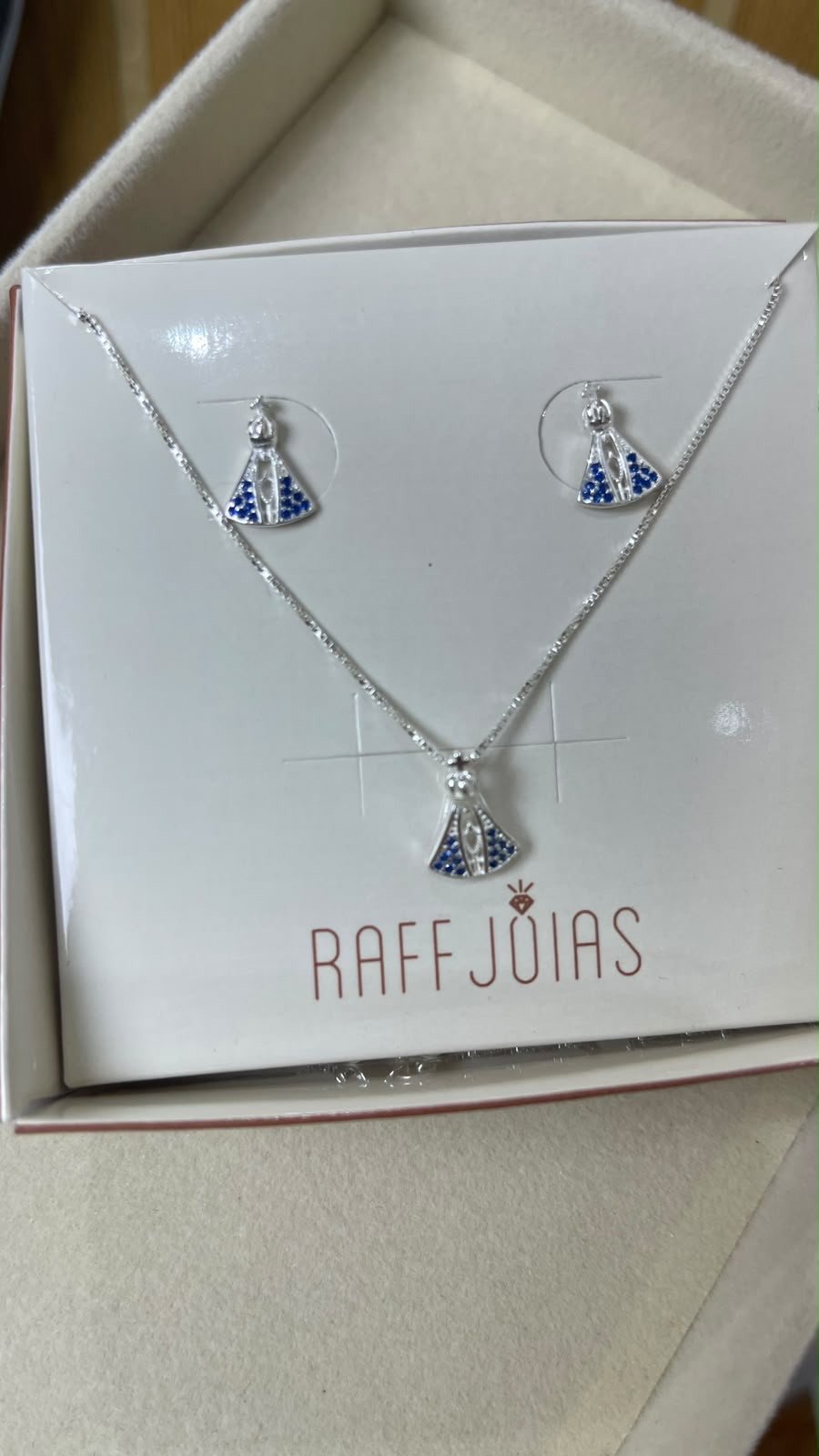 Conjunto Prata pura 925 Nossa Senhora 