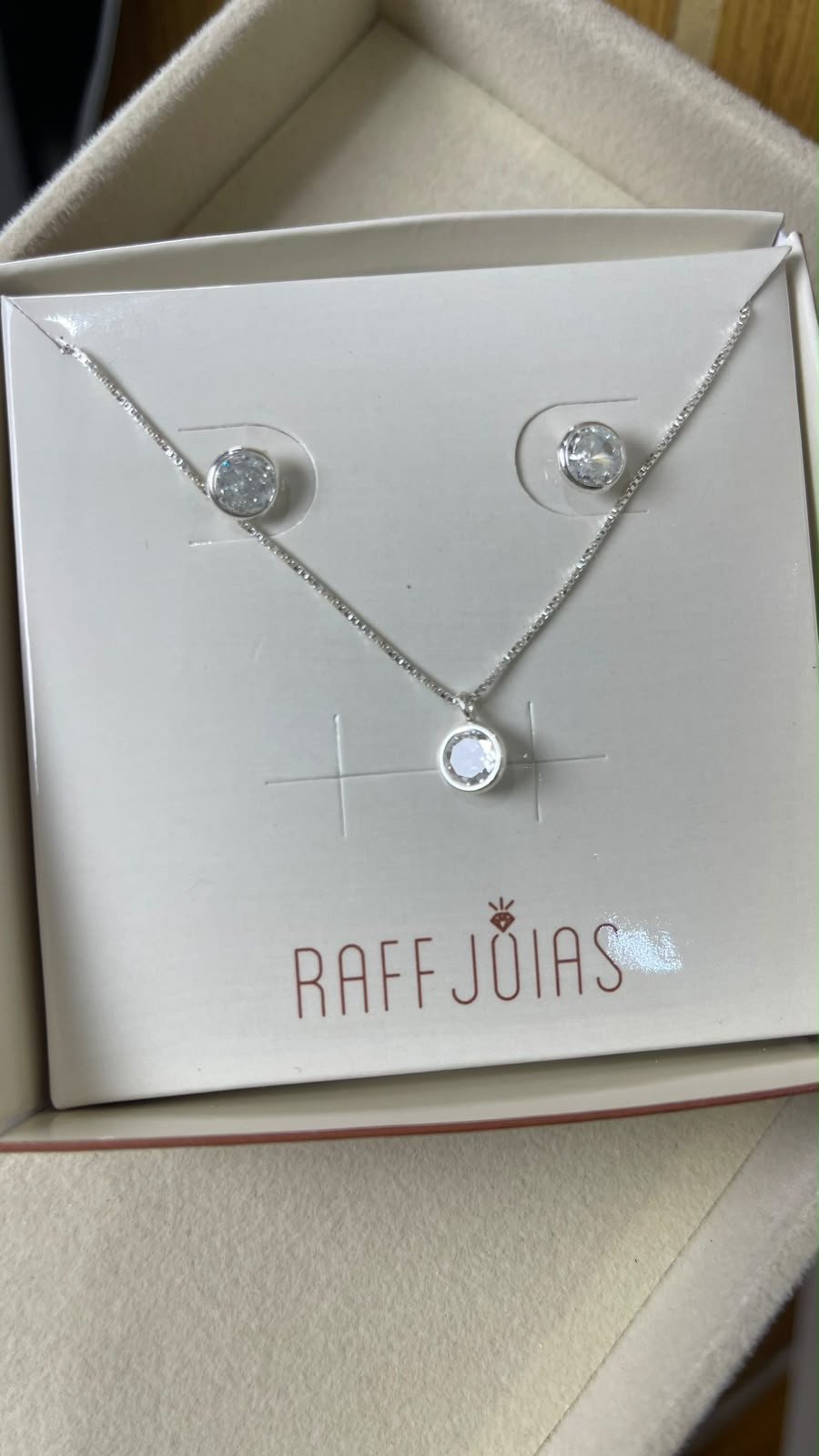 Conjunto prata 925 ponto de luz medio