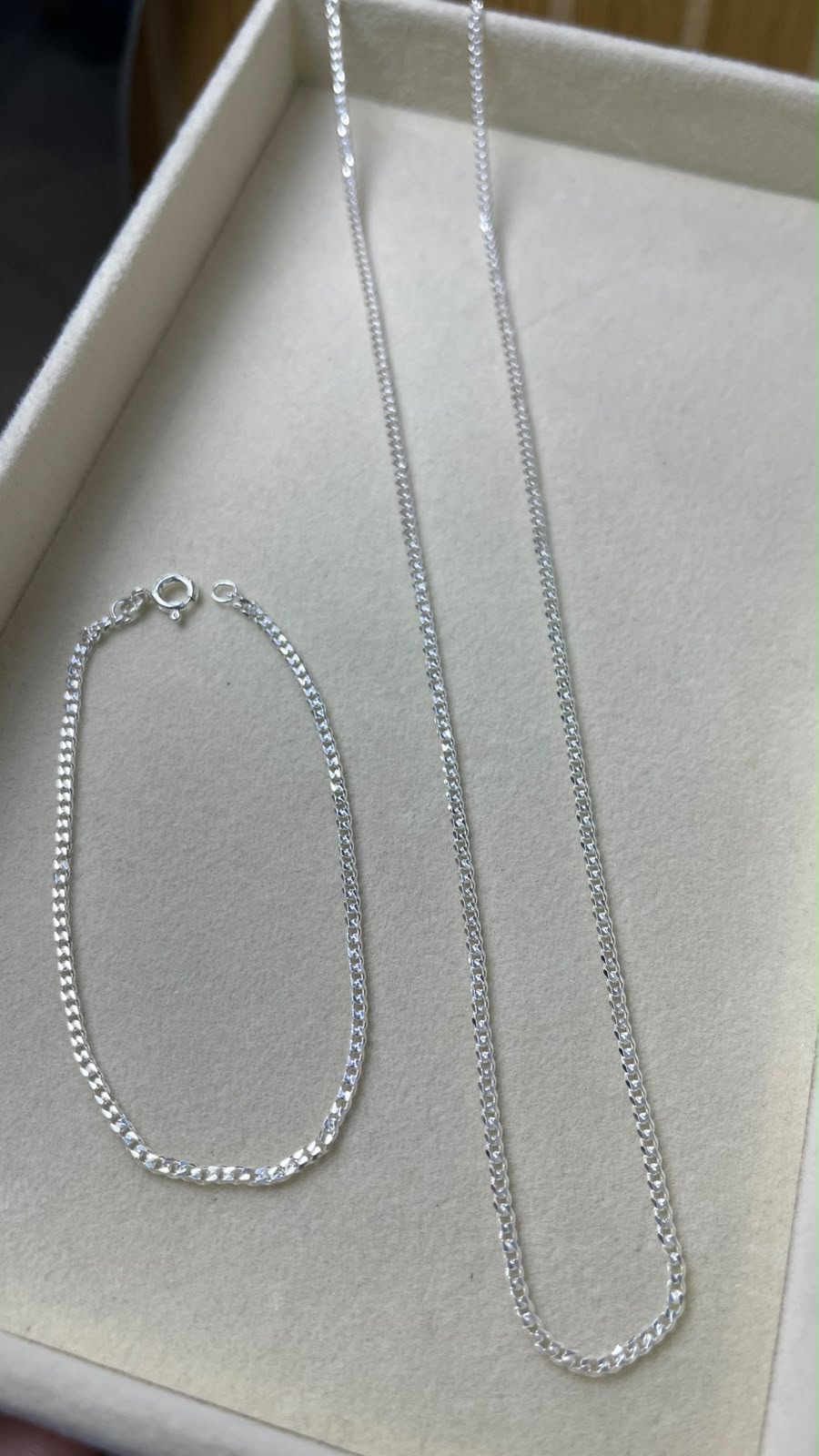 Conjunto de corrente e pulseira elos diamantada 2 mm prata 925
