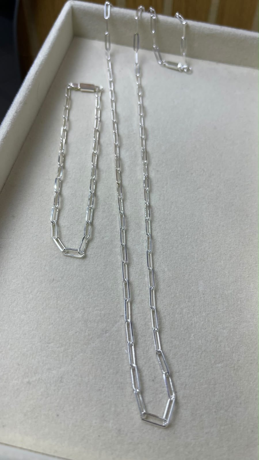 Corrente e pulseira Cartier 3 mm elo largos prata 