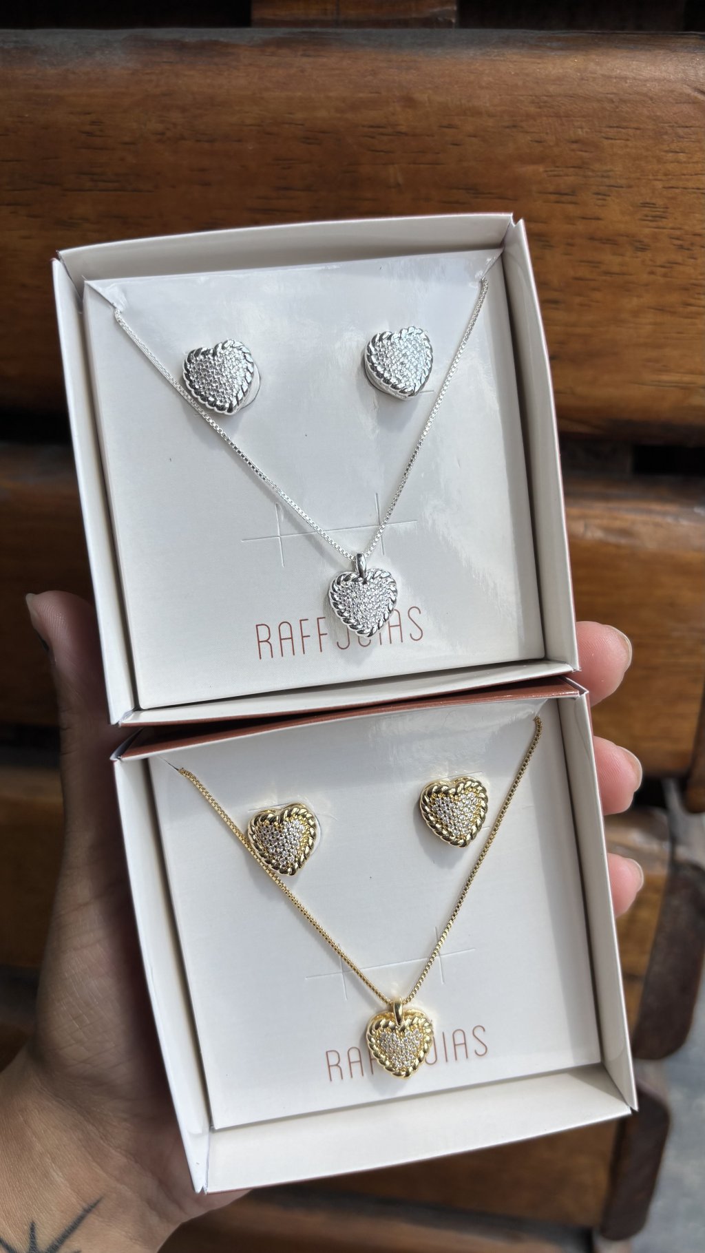 Conjunto Coração Cravejado 