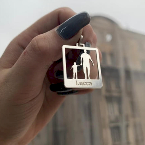 Pingente com filho e nome Prata 925 Personalizados