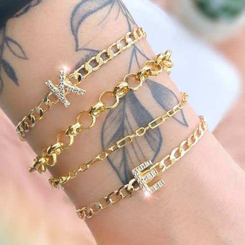 Pulseira Elo com Letra em Zircônia