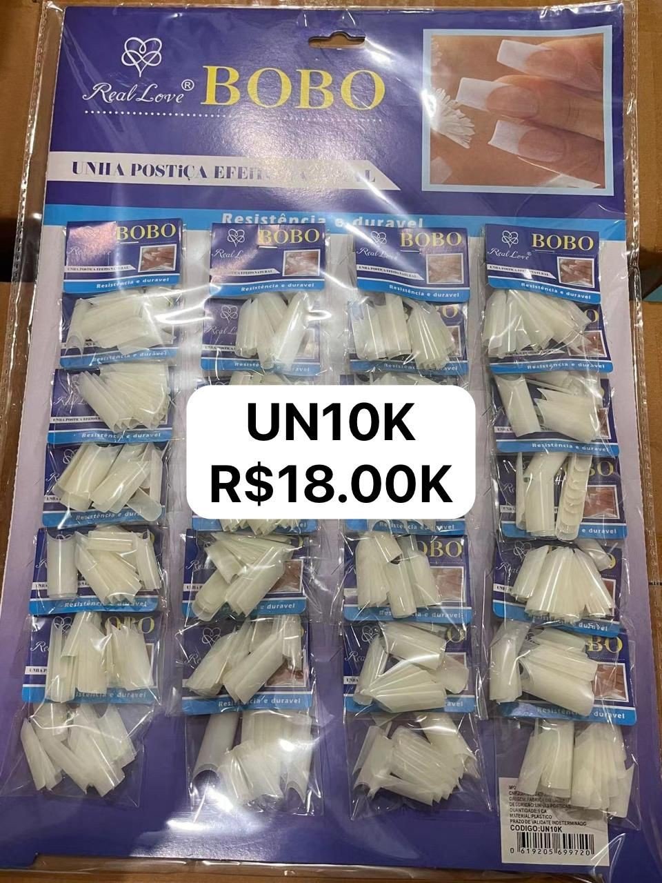 UN10K - Cartela BOBO TIPS Curvatura C Leitosa