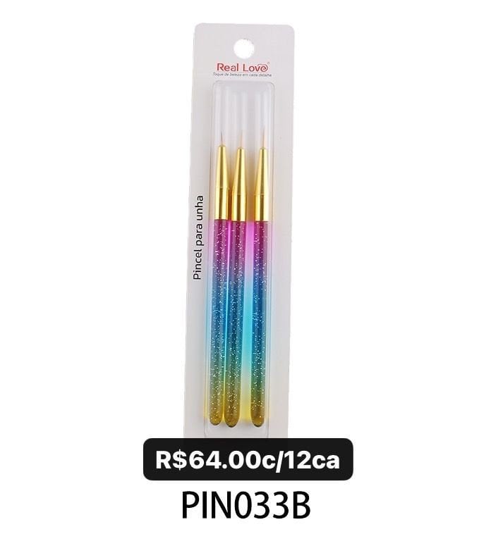 PIN033B - KIT PINCEL PONTA FINA ARCO-ÍRIS 3 PCS