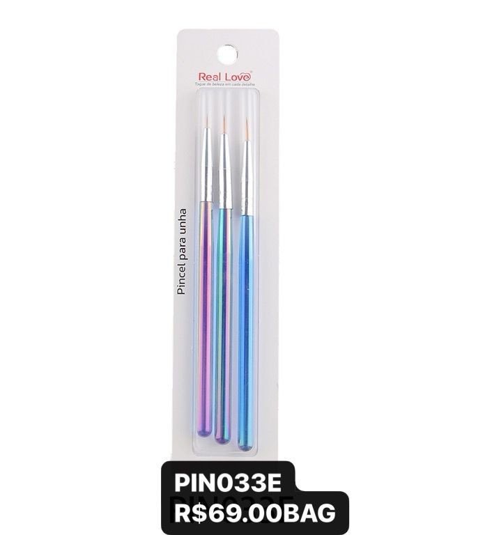 PIN033E - KIT PINCEL PONTA FINA NEON 3 PCS
