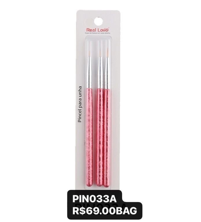 PIN033A - KIT PINCEL PONTA FINA VERMELHO 3 PCS