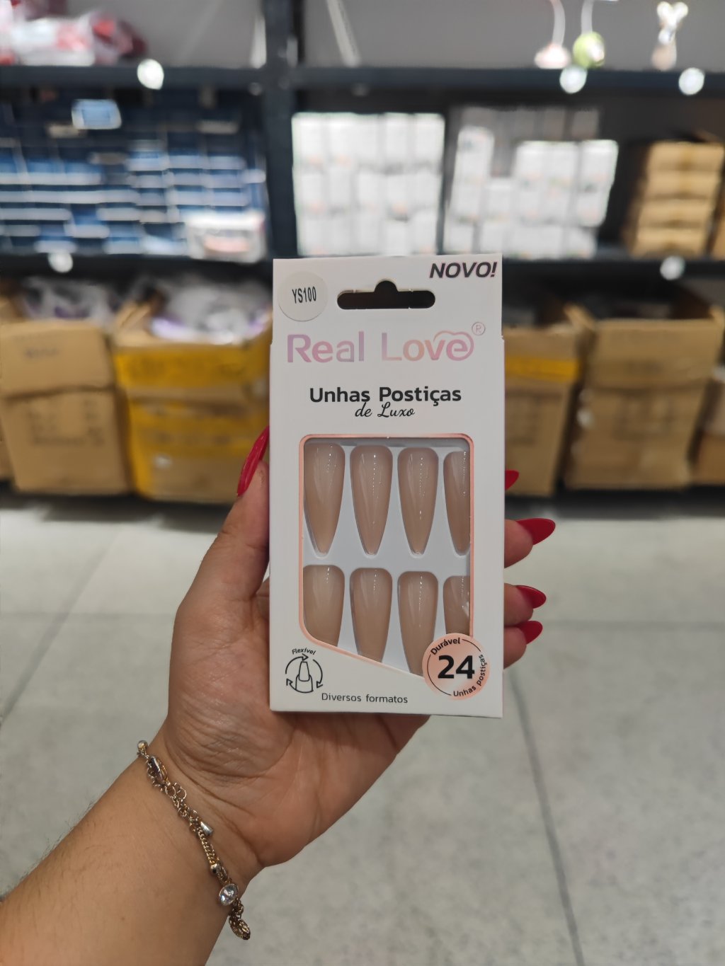 UN48E -YS100- Unha Postiça Decorada Stiletto 