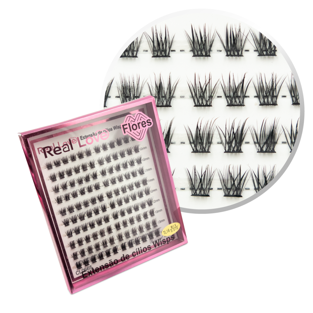 CL0665 -FLORES- Cílios Fio a Fio Base Retas