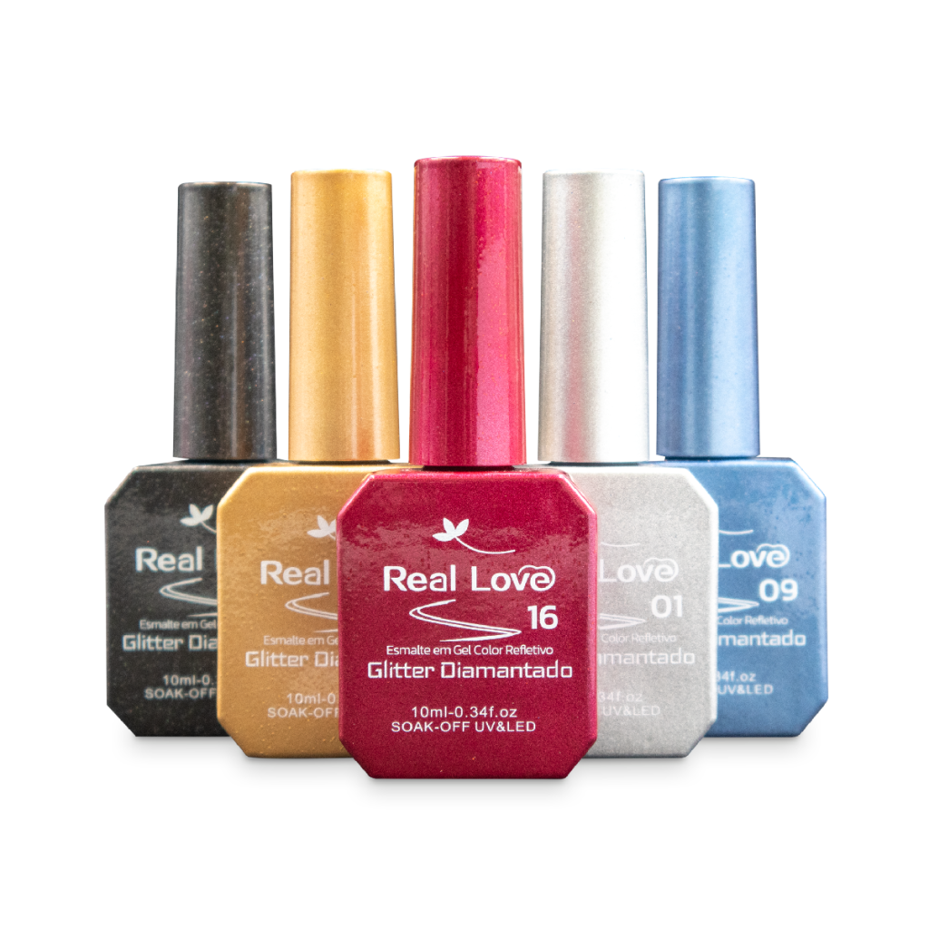 GEL 39 | Esmalte Em Gel Refletivo Com Glitter SOAK-OFF UV&LED Diamantado 10ml - Real Love