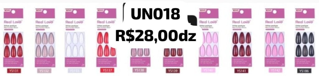 UN018 - Unha Postiça Decorada Almond