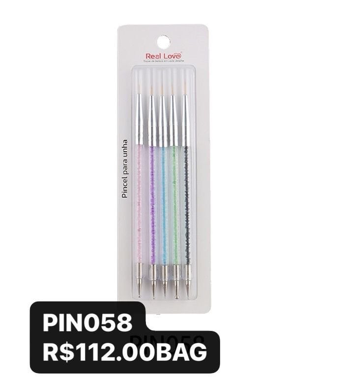 PIN058 - 2 EM 1 -  PINCEL PONTA FINA E BOLEADOR 5 PCS