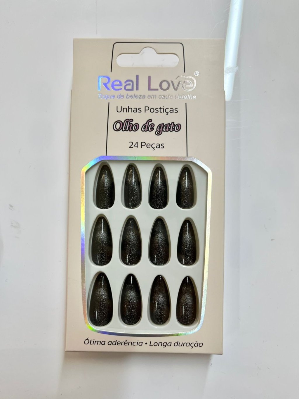 FSXMY21 - E25 - Unha Postiça Almond Olho de Gato 