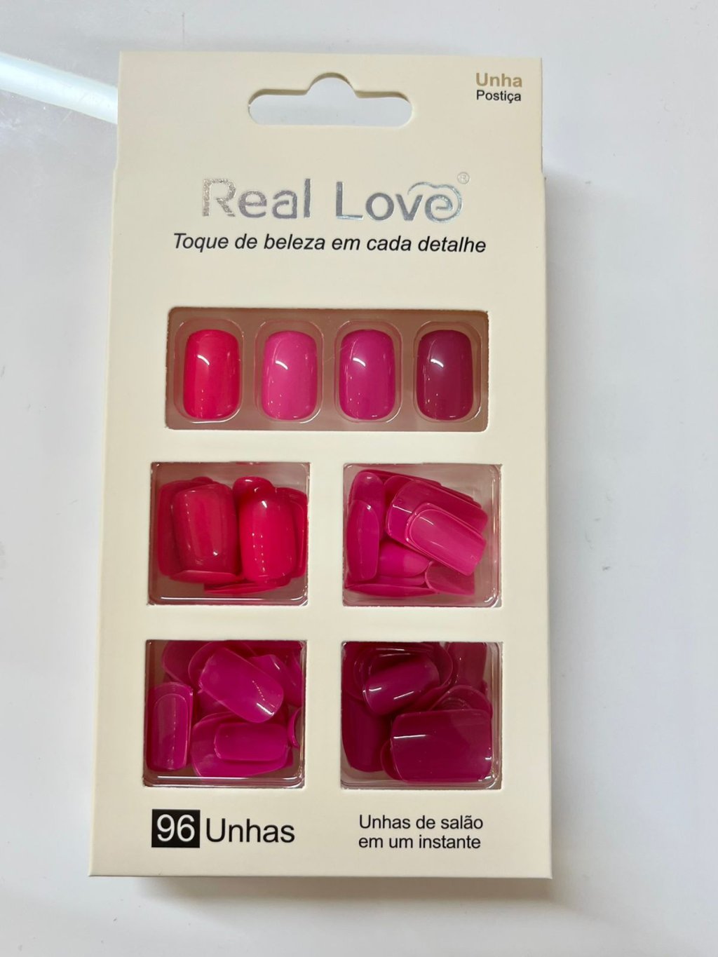 XUN041 - 011 - Unha Postiça Quadrada 4 Cores 