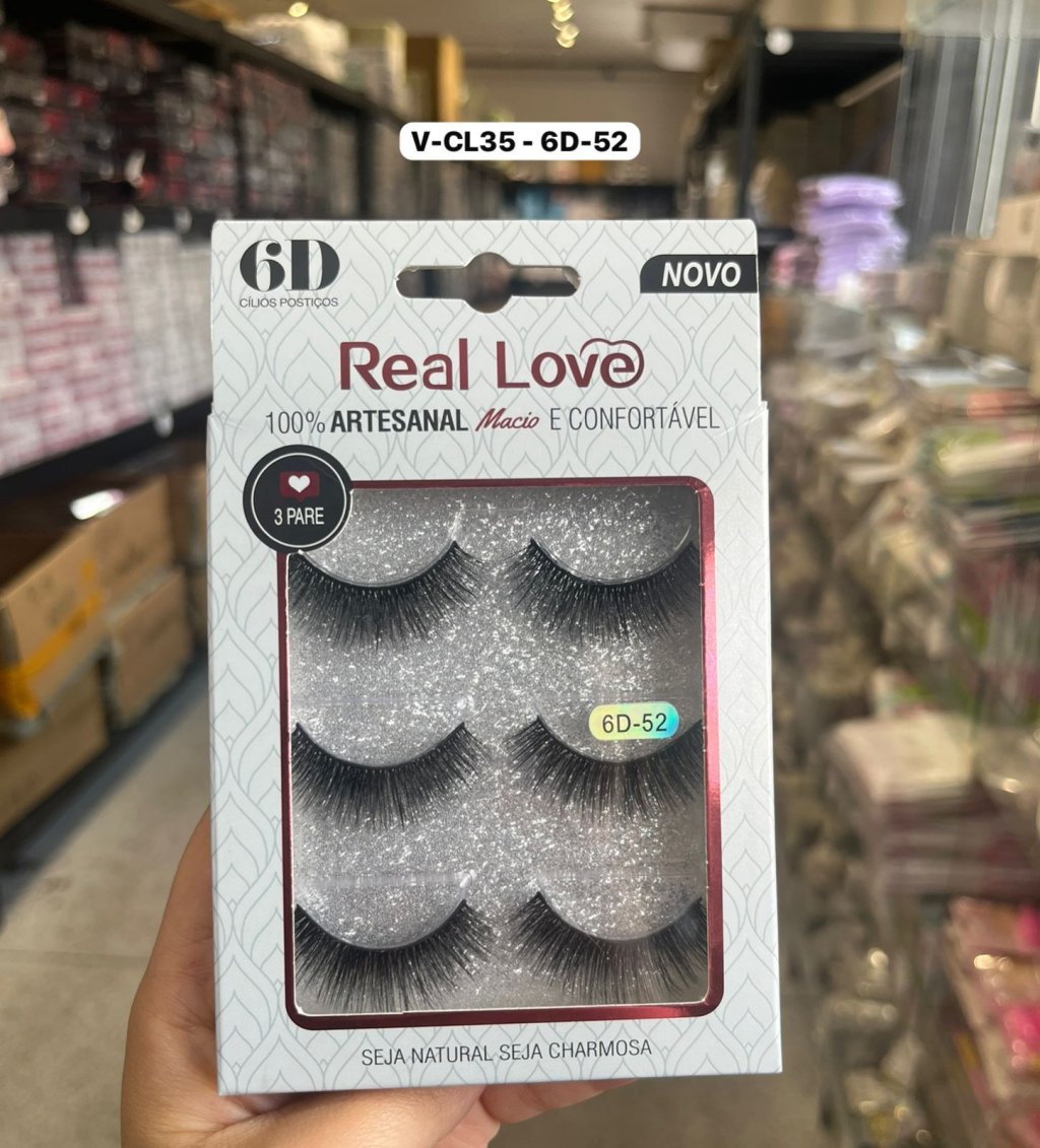 V-CL35 - 6D-52 -  Cílios Postiços 3 Pares 