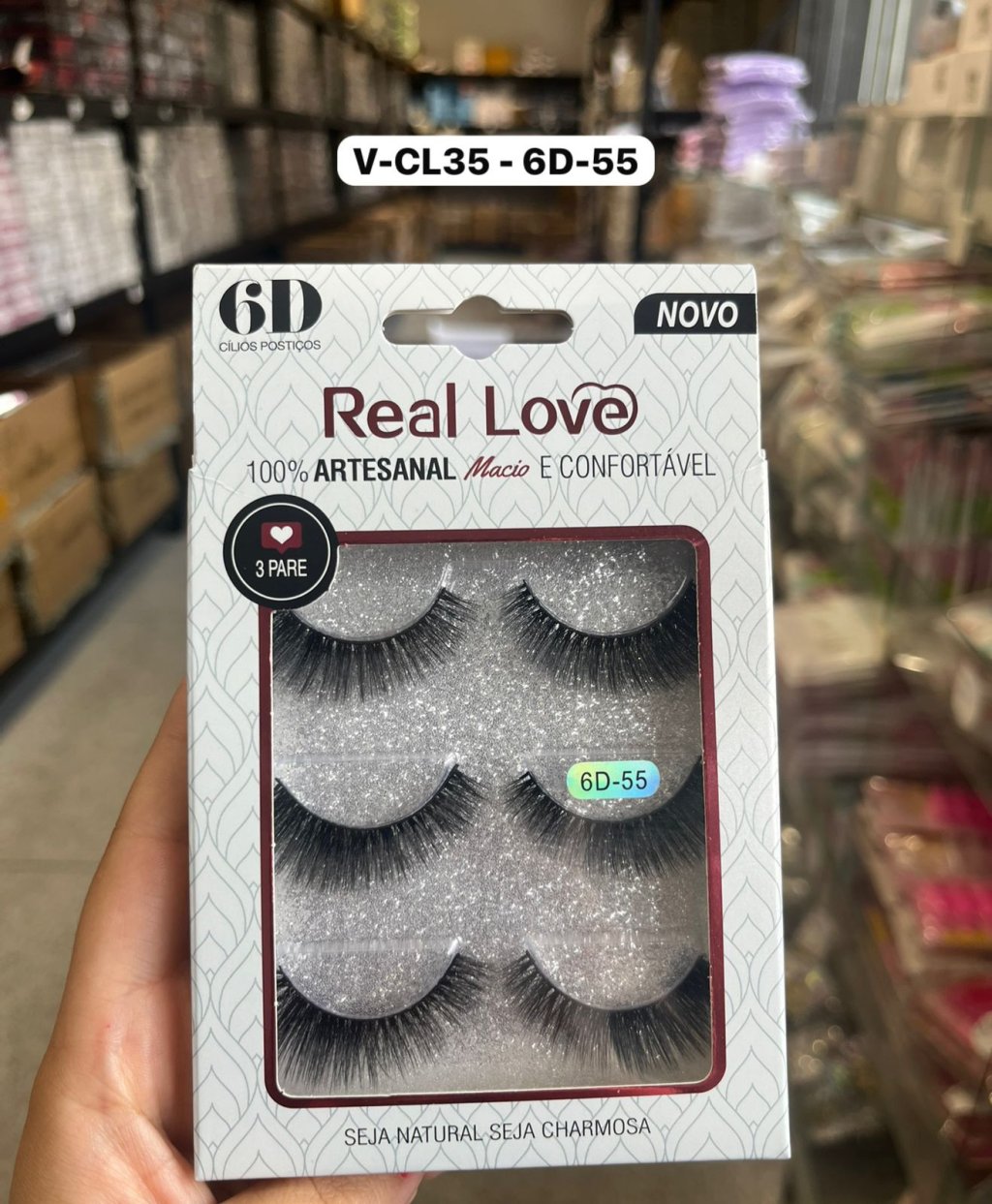 V-CL35 - 6D-55 - Cílios Postiços 3 Pares 