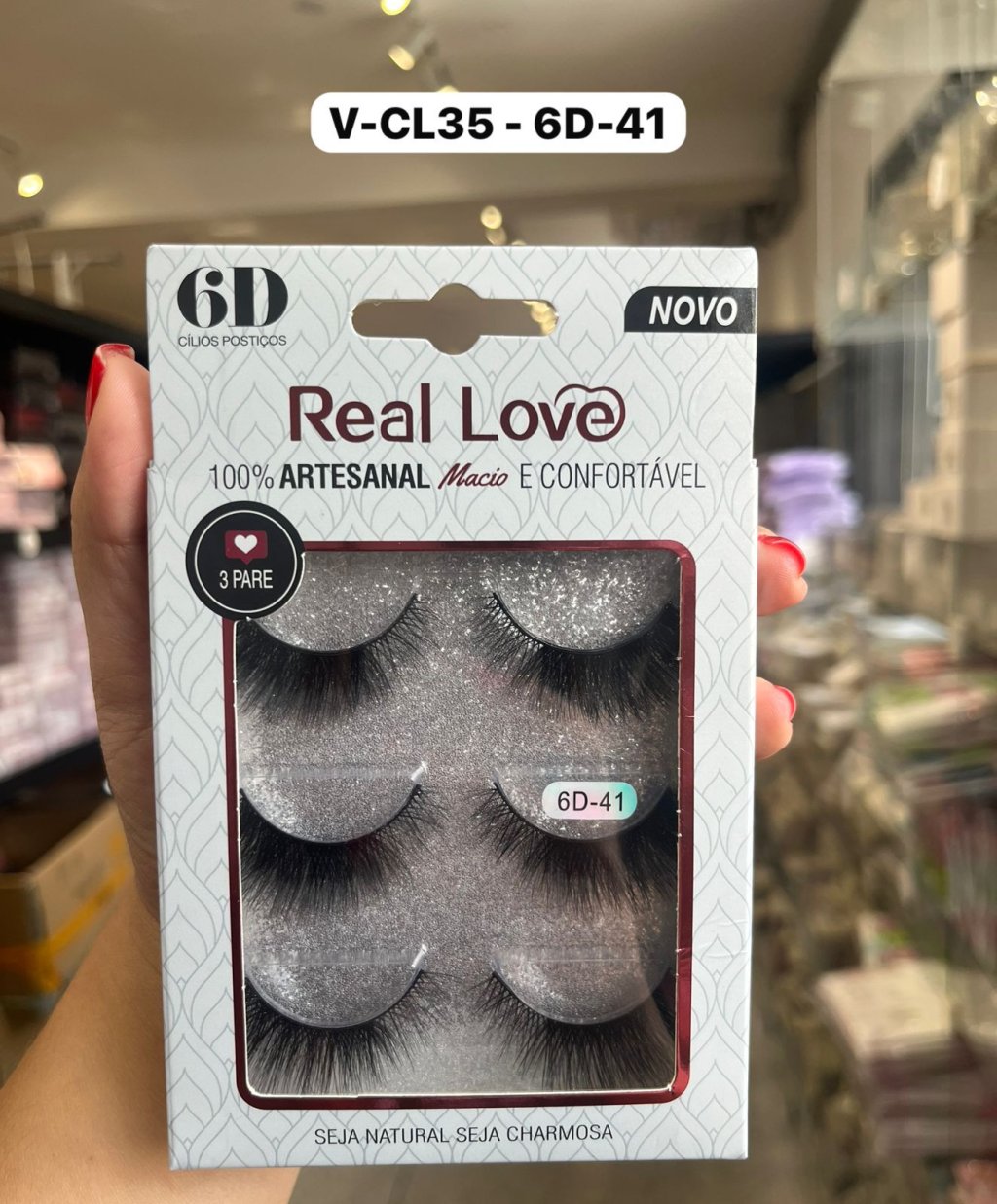 V-CL35 - 6D-41 - Cílios Postiços 3 Pares