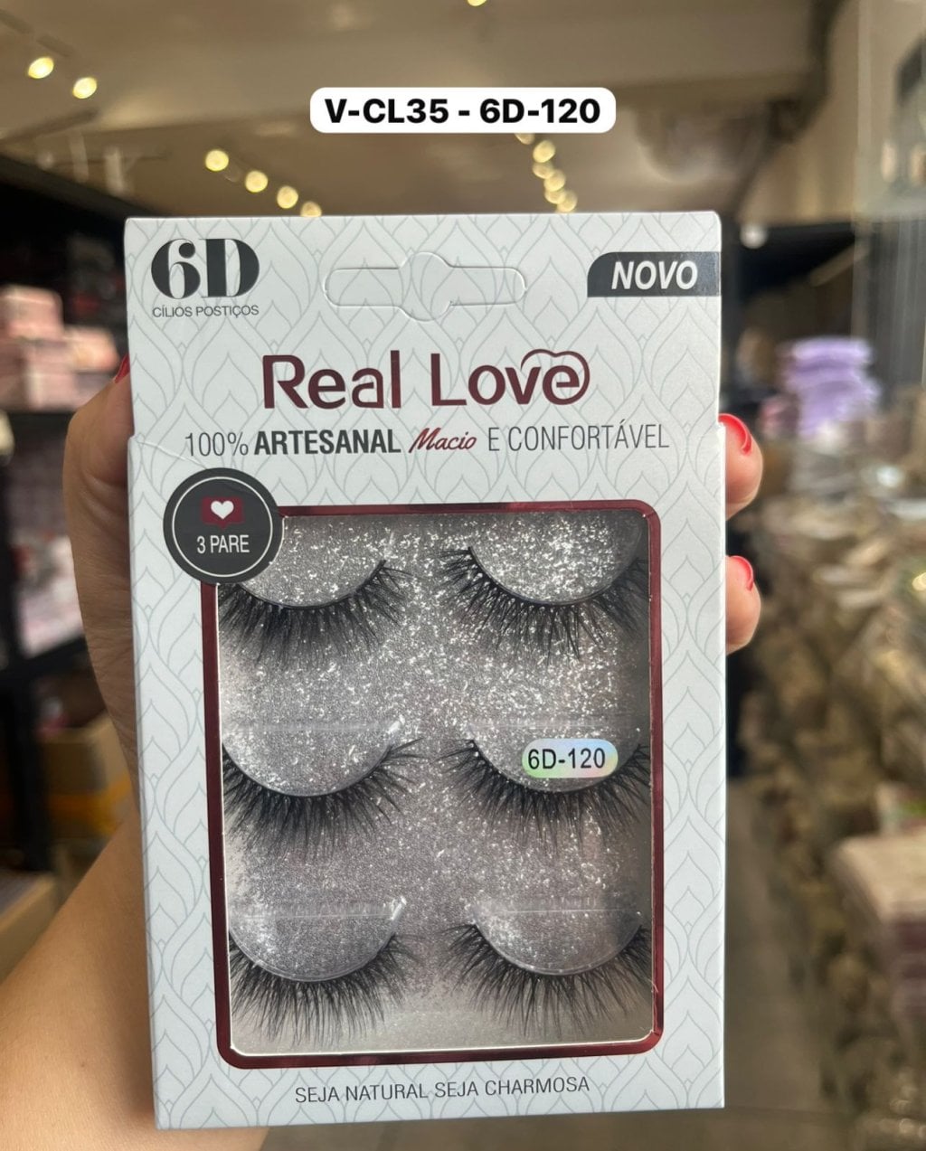 V-CL35 - 6D-120 - Cílios Postiços 3 Pares 