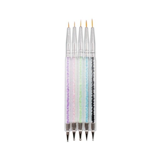 PIN058 - 2 EM 1 -  PINCEL PONTA FINA E BOLEADOR 5 PCS