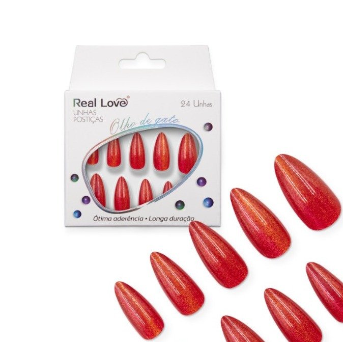 XUN510 - E945 - Unha Postiça Amendoada Olho de Gato