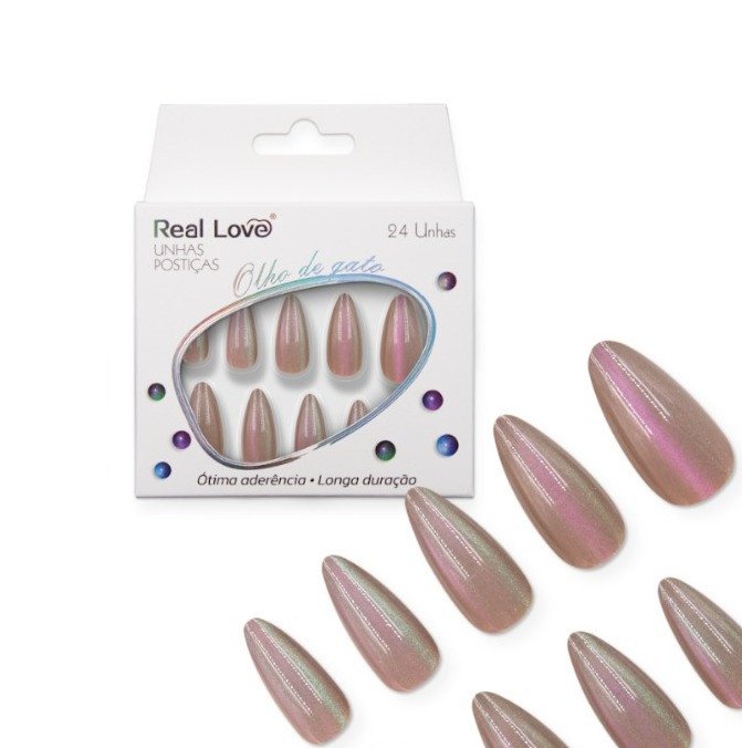 XUN510 - E183 - Unha Postiça Amendoada Olho de Gato