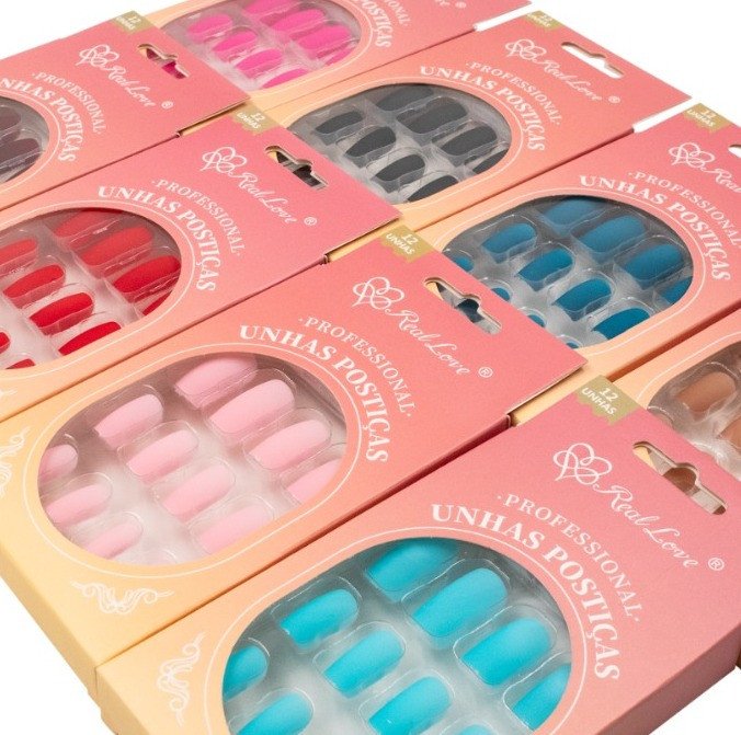 UN19 - Unha Postiça Decorada Fosca