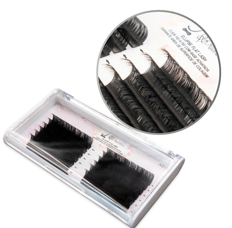 AD1577 -0.20D-12MM -  Cilios Fio A Fio Ellipse Flat Lash Curvatura D Mix