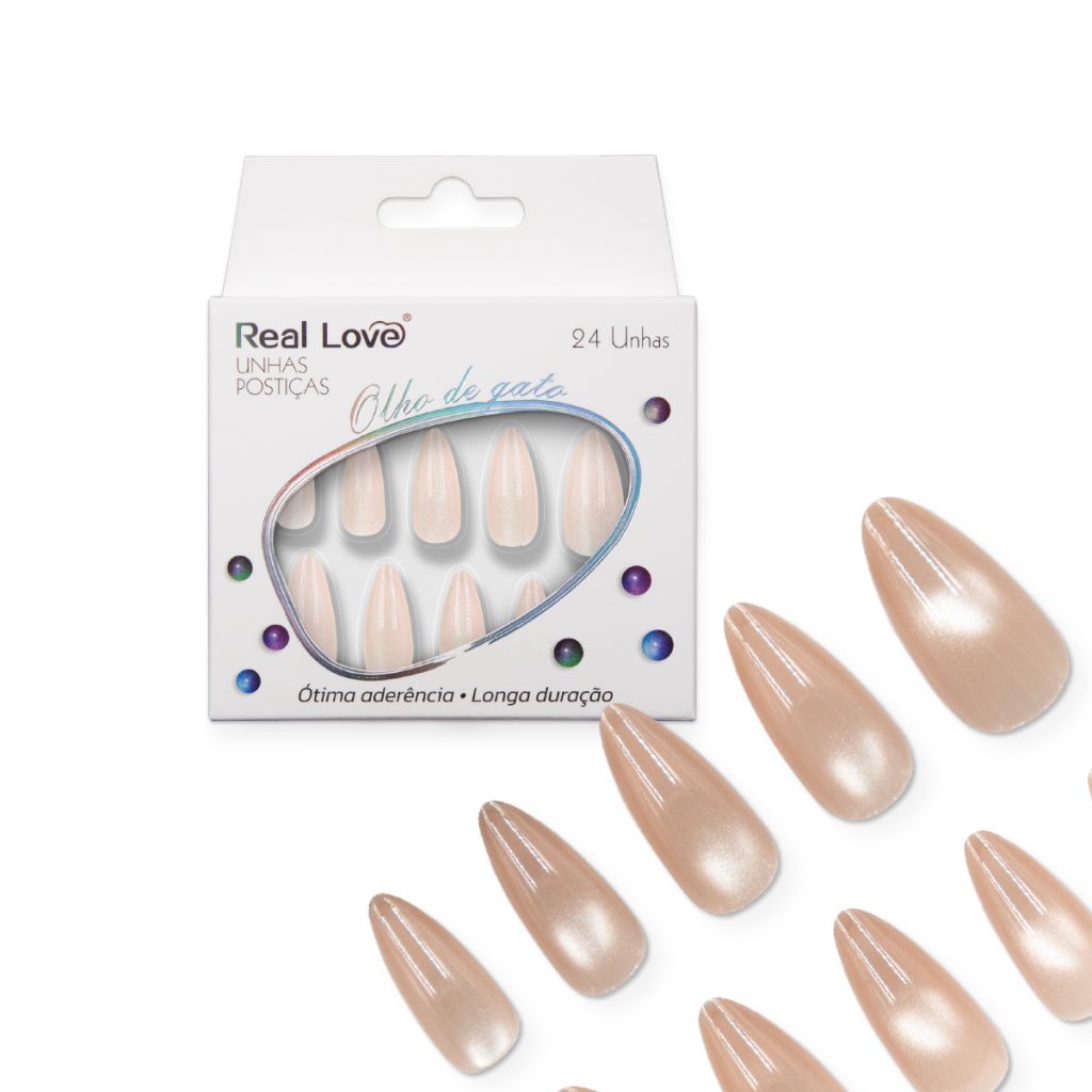 XUN450 - E710 - Unha Postiça Amendoada Olho de Gato